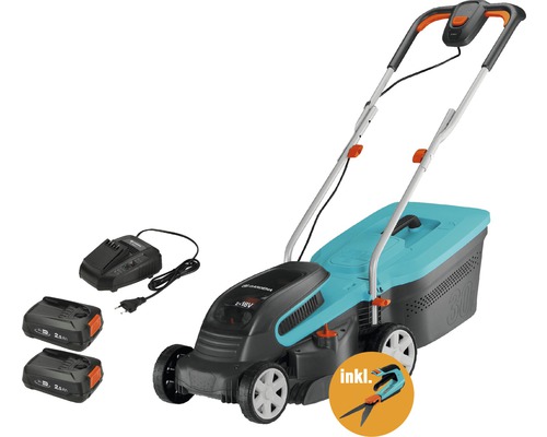 Gräsklippare GARDENA PowerMax 32/36V + grässax ComfortCut EXCLUSIV (Power for All) inkl. 2 batterier 18V och laddare