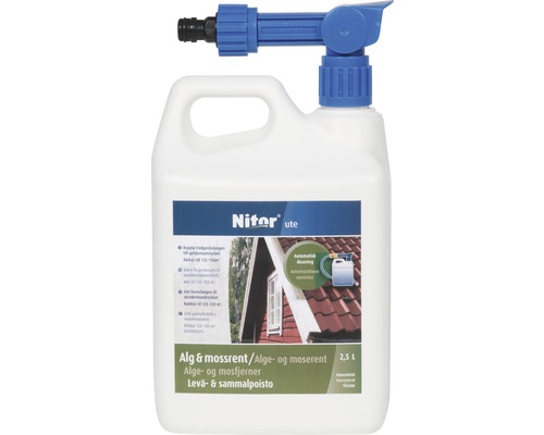 Alg- och Mossrent FIXOR BY NITOR med Injektor 2,5L Algborttagningsmedel och mossborttagningsmedel i en 2,5 liters flaska med spraymunstycke