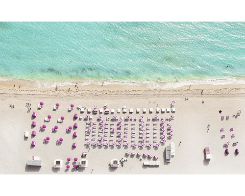 Fototapet KOMAR Pure Pink Umbrella strand hav 4 delar 400x250cm P011-VD4-0