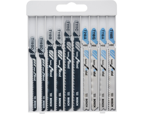 Uppsättning med sticksågsblad för trä och metall