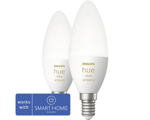 Två Philips Hue White Ambiance LED-lampor i ljusform