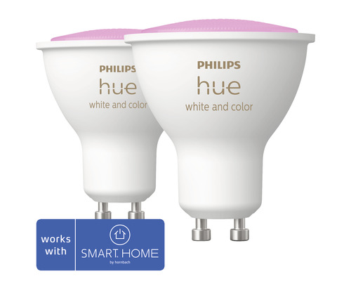 Reflektorlampa PHILIPS Hue White & Color Ambiance dimbar vit 2 styck - kompatibel med SMART HOME by hornbach