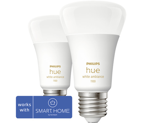 Två Philips Hue White Ambiance 1100 glödlampor