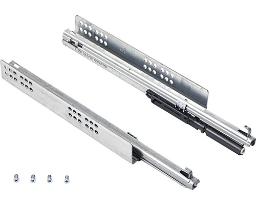 Metall lådskenor set med skruvar