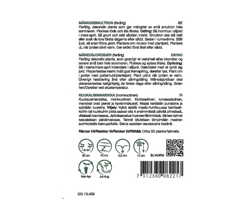 Information om sådd av månadssmultron