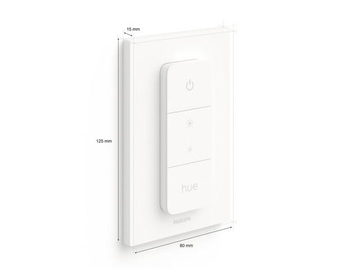 Philips Hue dimmer med måtten 125 x 80 x 15 millimeter.
