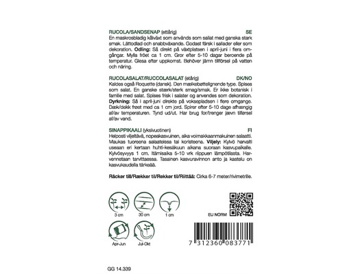 Information om planteringsavstånd och såtider