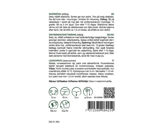 Information om sådd av bönor