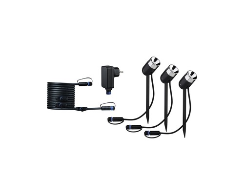 Trädgårdsbelysningsset med kabel, kontakt och markspett