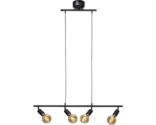 Svart hänglampa med fyra lampor för inomhusbruk