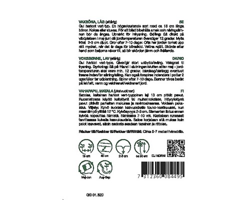 Information om plantering och skörd av vaxbönor