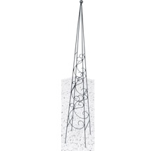 Metallobelisk med blomsterdekorationer för trädgården