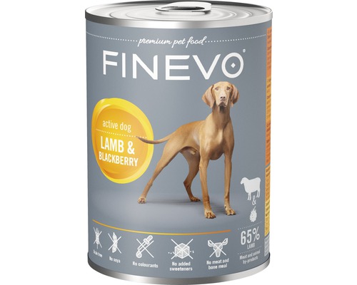 Hundmat FINEVO Active Dog lamm med björnbär 400g
