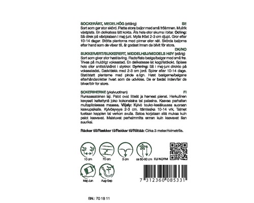 Information om sådd av sockerärter