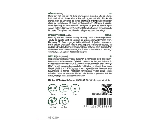 Information om sådd av rädisor