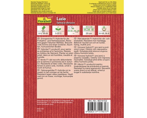 FloraSelf Select Lazio Spinacia oleracea fröförpackning