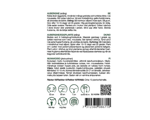 Information om aubergine för odling och skötsel