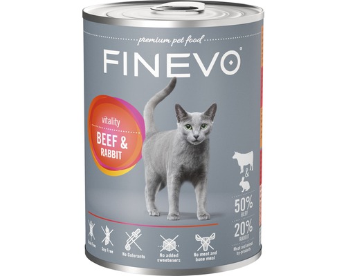 Kattmat FINEVO Vitality nöt och kanin 400g