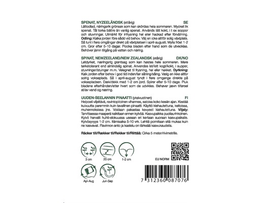 Information om sådd av nyzeeländsk spenat