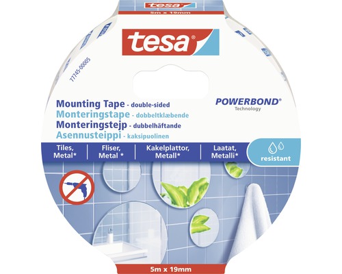 Monteringstejp kakel och metall TESA 19 mm 5 m 10 kg/m
