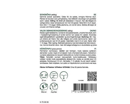 Information om sådd, odling och skörd av bondbönor