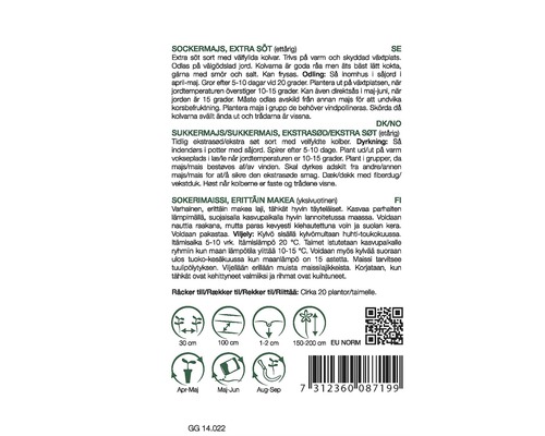 Information om odling av sockermajs
