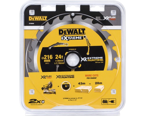 DeWalt cirkelsågblad, 216 millimeter diameter, 24 tänder, förpackad