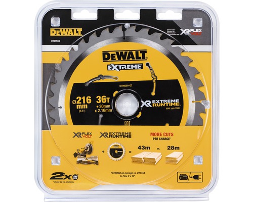 DeWalt cirkelsågblad, 216 millimeter diameter, 36 tänder