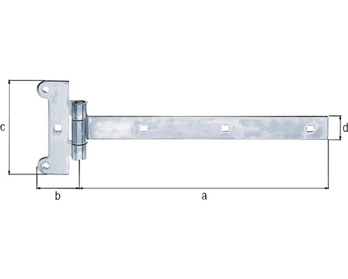 T-gångjärn med mått