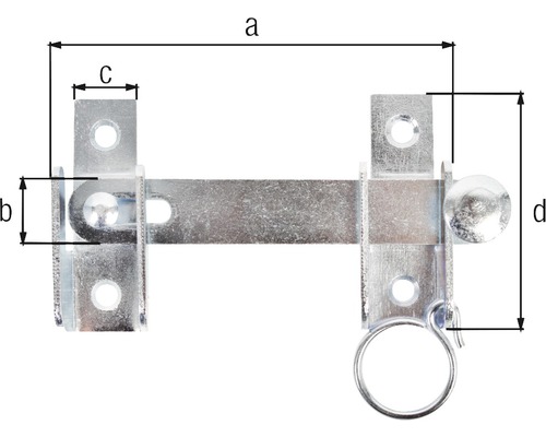 Metallregellås med måtten a, b, c och d