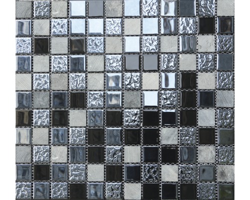 Mosaik glas natursten svart