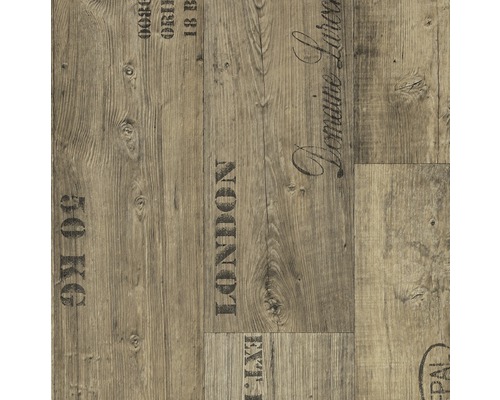 Dekorativ platta med träutseende och tryck som London och 50 kg