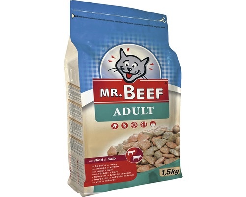 Kattmat MR. BEEF Adult biff & kalv 1,5kg