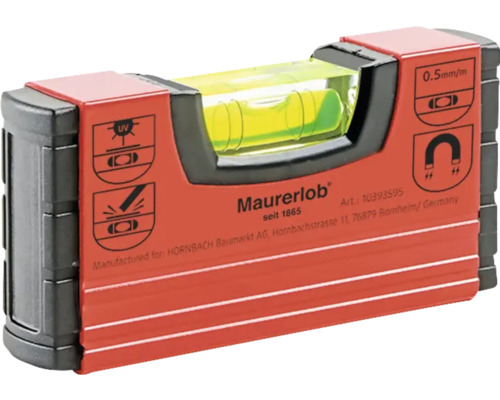 Vattenpass MAUERLOB pocket med magnet Vattenpass med UV-skydd, stöttålighet, en mätnoggrannhet på 0,5 millimeter per meter och magnet
