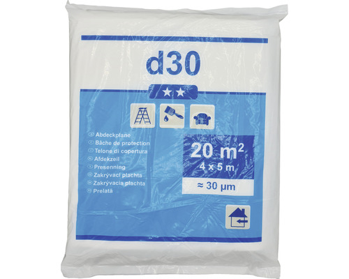 Täckplast, 20 kvadratmeter, 4 x 5 meter, cirka 30 mikrometer