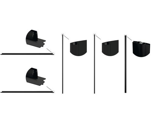 Olika vyer av en staketstolpe och ett staketlock