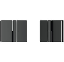 Två svarta dörrgångjärn