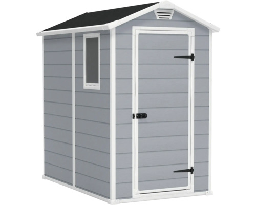 Trädgårdsskjul med fönster och dörr