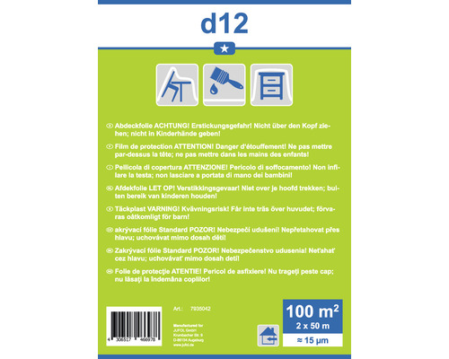 Täckplast med varningar om kvävningsrisk