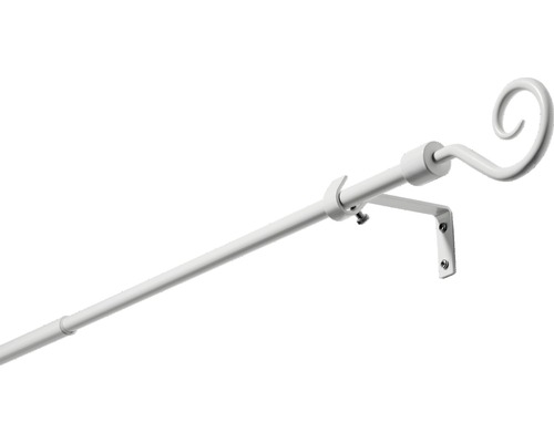 Gardinstång snäcka vit Ø 16 mm utdragbar 200-300 cm Gardinstång med fäste och ändstycke