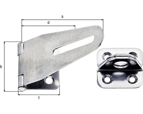 Dörrlås av metall med måttangivelser