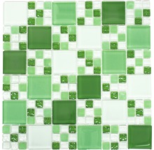 Mosaik glas XCM 8570 30x30 cm grön/vit