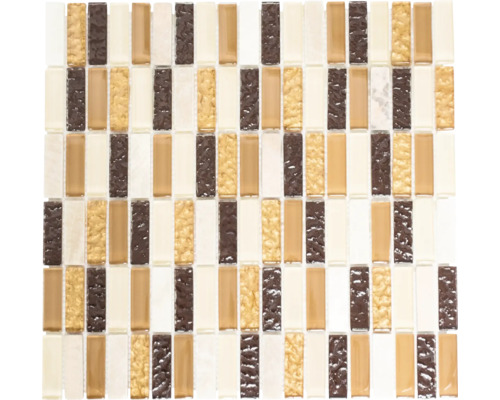 Mosaik glas natursten XCM SM83 31x32,2 cm beige brun mix