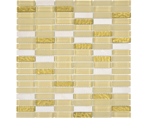 Mosaik glas natursten XCM SM91 31x32,2 cm beige/guld