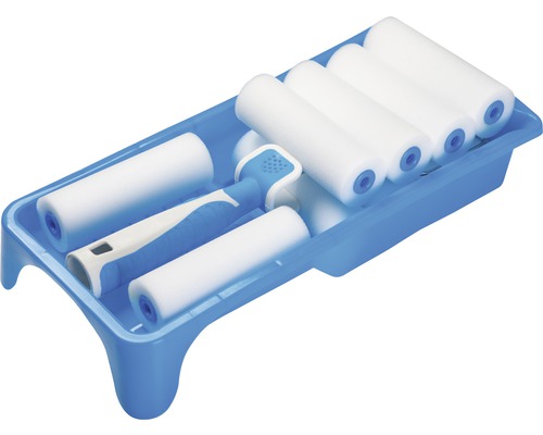 Färgrollerset med färgtråg och flera rollers