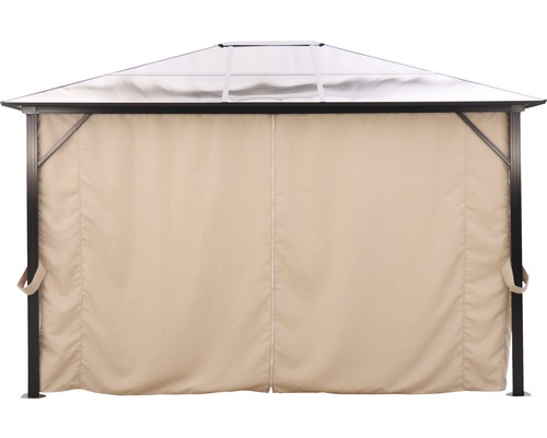 Paviljong med beige gardiner för trädgården