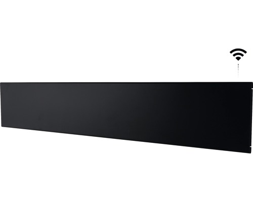 Svart värmepanel med wifi-symbol för smart hemvärmestyrning