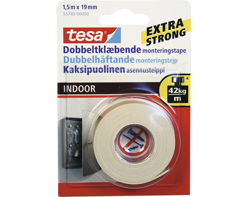 Monteringstejp dubbelhäftande inomhus TESA 19mm 1,5m Monteringstejp dubbelhäftande inomhus TESA 19mm 1,5m