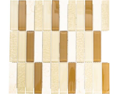 Mosaik glas natursten XCM MS836 30,4x32,2 cm beige mix