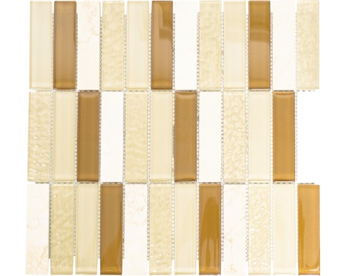 Mosaik glas natursten XCM MS836 30,4x32,2 cm beige mix Mosaikplatta av glas och natursten